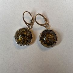 Vintage Style Sterling Silver Amber Drop Earrings