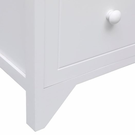 Side Cabinet with 6 Drawers White 60x30x75 cm Paulownia Wood