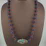 Antique Venetian Trade Beads Eye Glass, WhiteHeart & Millefiori Pendant Necklace Image 2