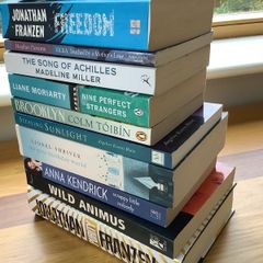 Thrillers and various books.