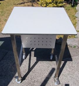 Tall Stainless Steel Table Workbench On Castor Wheels