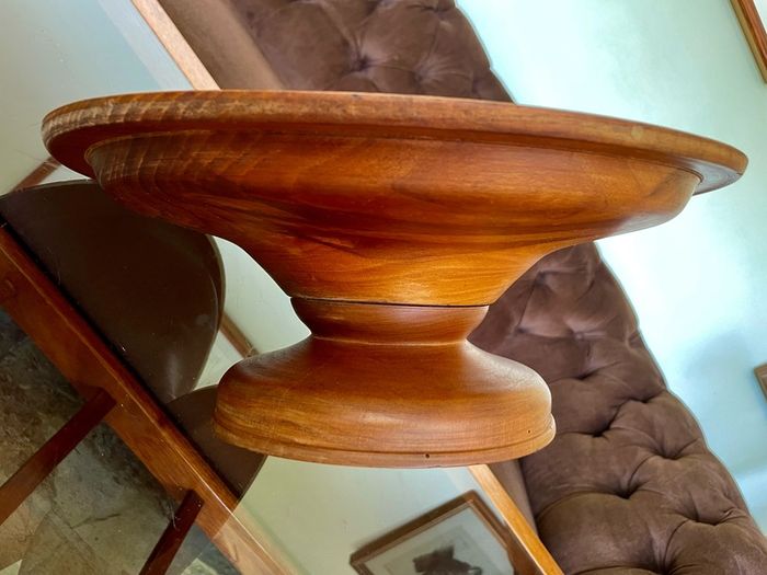Vintage MCM Wood Fruit Pedestal Bowl Tazza