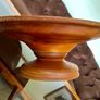 Vintage MCM Wood Fruit Pedestal Bowl Tazza Image 7