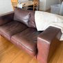 Brown Leather Couch and Footstool Image 2