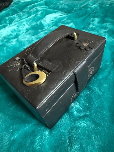 John Rocha dark brown leather jewellery box