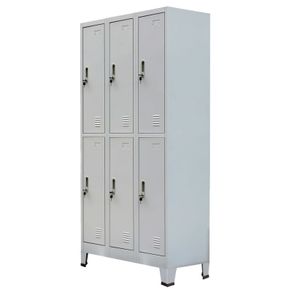 Locker Cabinet with 6 Compartments Steel 90x45x180 cm Grey