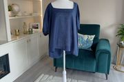 Ladies Navy Plus-size Square-Neck Top from SHEIN CURVE