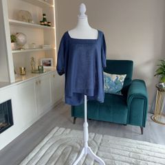 Ladies Navy Plus-size Square-Neck Top from SHEIN CURVE