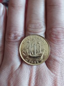 1941 Half Penies Coin Ring Uk