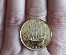 1941 Half Penies Coin Ring Uk