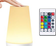 Night Light, LED Touch Bedside Table Lamp, 13 RGB Colours Changing, 5 Brightness Level Switch, Timing Function, Rechargable Remote Control Dimmable Light for Bedroom, Living Room, White