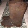 New Brown Leather Biker Boots Image 2