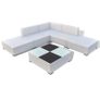 6 Piece Garden Lounge Set with Cushions Poly Rattan White Image 3
