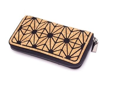 Geometric Irregular Triangle Cork Zipper Wallet