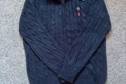 Ralph Lauren Navy Cable Knit Quarter Zip