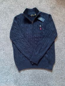 Ralph Lauren Navy Cable Knit Quarter Zip