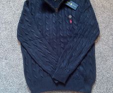 Ralph Lauren Navy Cable Knit Quarter Zip