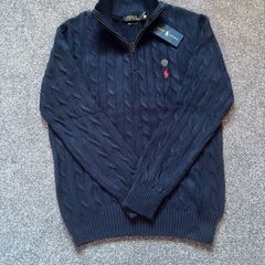 Ralph Lauren Navy Cable Knit Quarter Zip