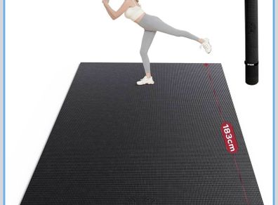 Large Exercise Mat, Non-Slip, Ultra Durable, Large Yoga Mat for Home Gym, Fitness, Yoga, Pilates, Stretching, Push-ups, Gymnastics-Grey