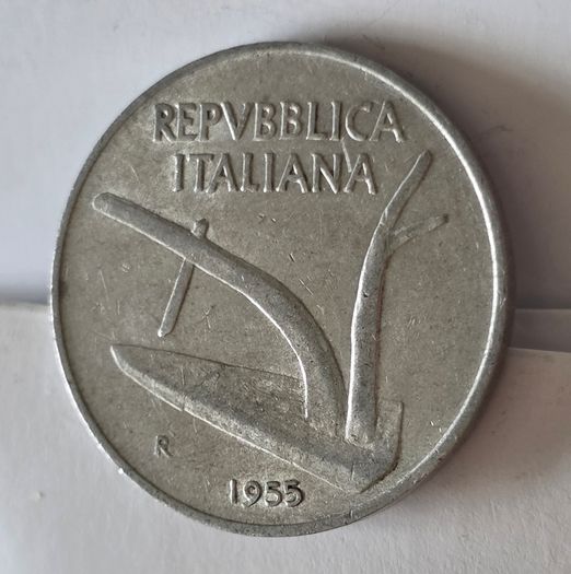 Italy 10 Lire 1955 Rome mint, R