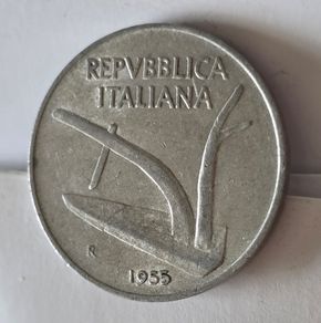 Italy 10 Lire 1955 Rome mint, R