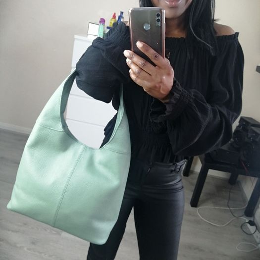 Women's Leather Hobo Mint Green Brand new Handbag made in Italy