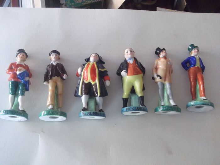 six vintage ceramic figures from charles dicken