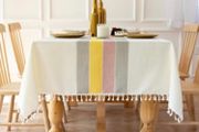 Washable Stitching Tassel Table Cloth Cotton Linen Tablecloth Rectangular Dust-Proof Table Cover (MULTIPLE SIZES, SEE DESCRIPTION"