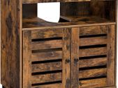 Under Sink Cabinet, Bathroom Vanity Unit, Storage Cupboard, 60 x 30 x 63 cm, with 2 Louvered Doors, Adjustable Shelf, Rustic Brown BBK04BX