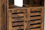 Under Sink Cabinet, Bathroom Vanity Unit, Storage Cupboard, 60 x 30 x 63 cm, with 2 Louvered Doors, Adjustable Shelf, Rustic Brown BBK04BX