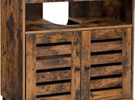 main image for ad Under Sink Cabinet, Bathroom Vanity Unit, Storage Cupboard, 60 x 30 x 63 cm, with 2 Louvered Doors, Adjustable Shelf, Rustic Brown BBK04BX