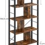 _bookshelf, shelf with 4 levels, standing shelf, bookcase, office shelf, industrial design, for living room, office, study, large, metal frame, vintage brown-black Image 4