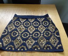 Navy Beaded Mini Skirt for Sale