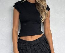 White Fox Boutique Bring Me A Dream Black Ruffle Skort XS NWT