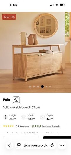 Solid oak sideboard