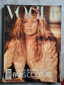 Vintage Vogue Magazine from 1989. Kim Basinger by Herb Ritts Cover
