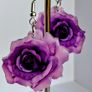 Hybrid Tea Deep Purple Rose Earrings Image 6