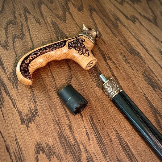 Unique Handmade Walking Stick, Kitty with Celtic Knot Handle, Never Used