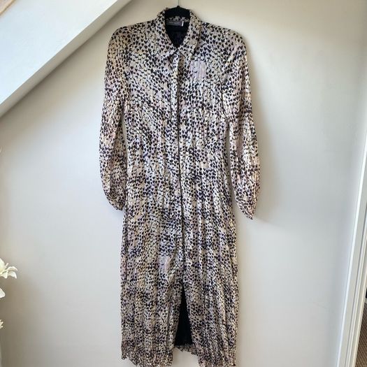 Mint Velvet Willa Heart Print Crinkle Maxi Shirt Dress
