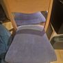 Set of 4 Wooden Dining Chairs Blue Suede-Effect Seats Image 3