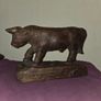 Vintage Carved Wooden Bull Statue Image 5