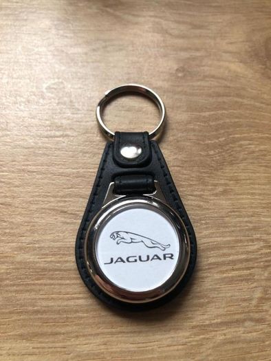 Brand new synthetic leather Jaguar keyring with shopping trolley token/coin