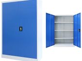Office Cabinet Metal 90x40x140 cm Grey and Blue