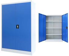 Office Cabinet Metal 90x40x140 cm Grey and Blue