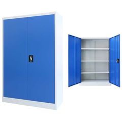 Office Cabinet Metal 90x40x140 cm Grey and Blue