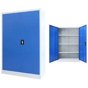 Office Cabinet Metal 90x40x140 cm Grey and Blue