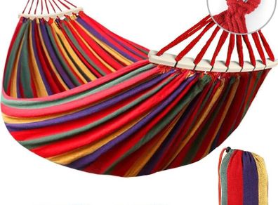 275x155cm Hammock with Spreader Bars, Camping Hammock Outdoor, with Thickened Durable Canvas Fabric and Sturdy Metal Knot, 550 lb Load Capacity, for Backyard, Garden