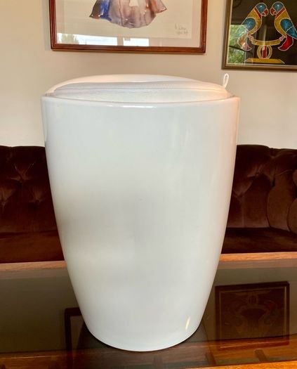 Wenko Rare Y2K Storage Stool Seat with White Faux Leather Lid