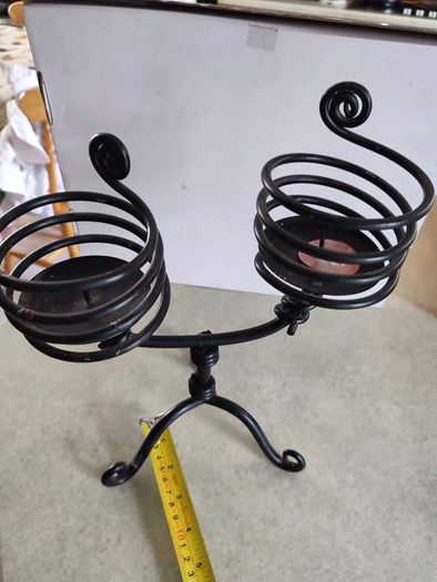 Vintage 1960 of swedish twin candle holders Holders, Cast Iron Candle Holders ,Ornate Black Metal Candle Holders ,twin black metal candle holders