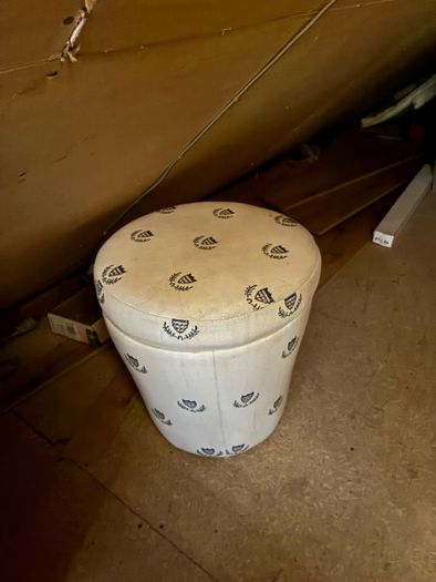 Cream Upholstered Storage Stool